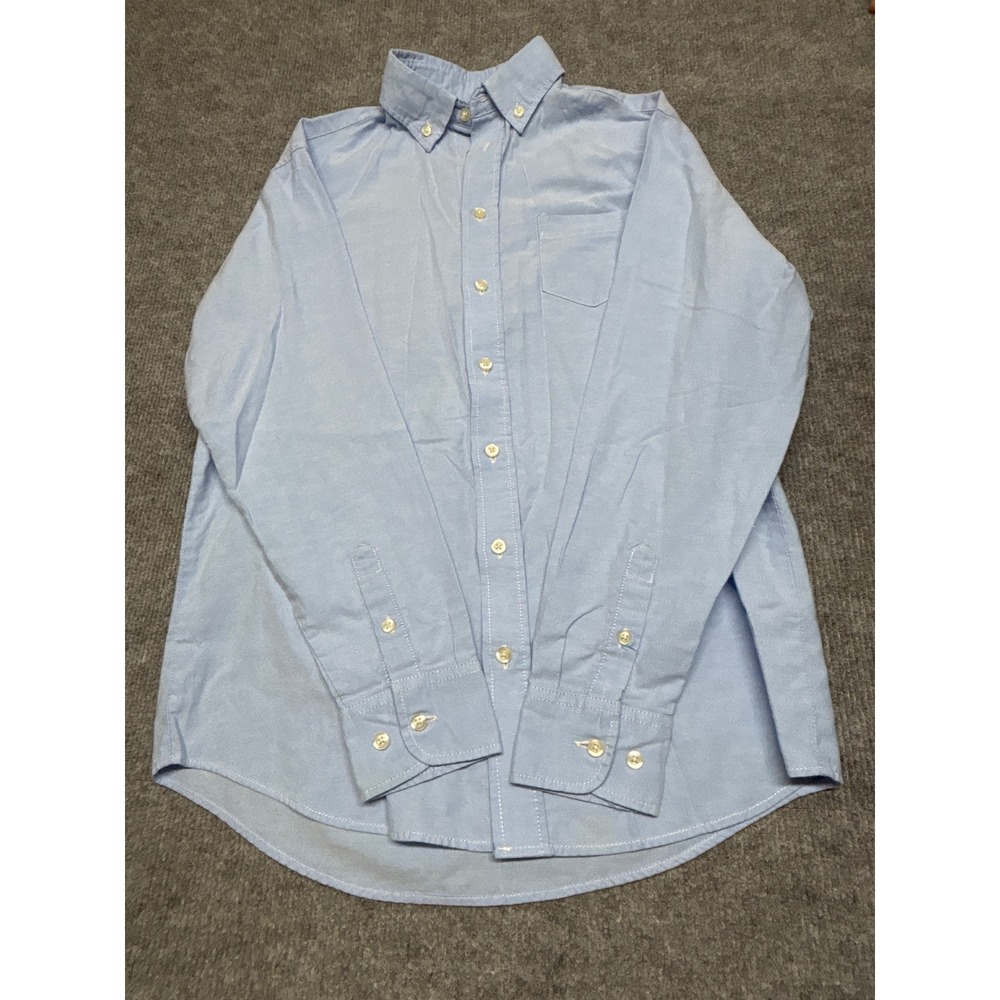 Chaps Boys Light Blue Oxford Button Down Shirt Long Sleeve Size 16 Cotton Blend